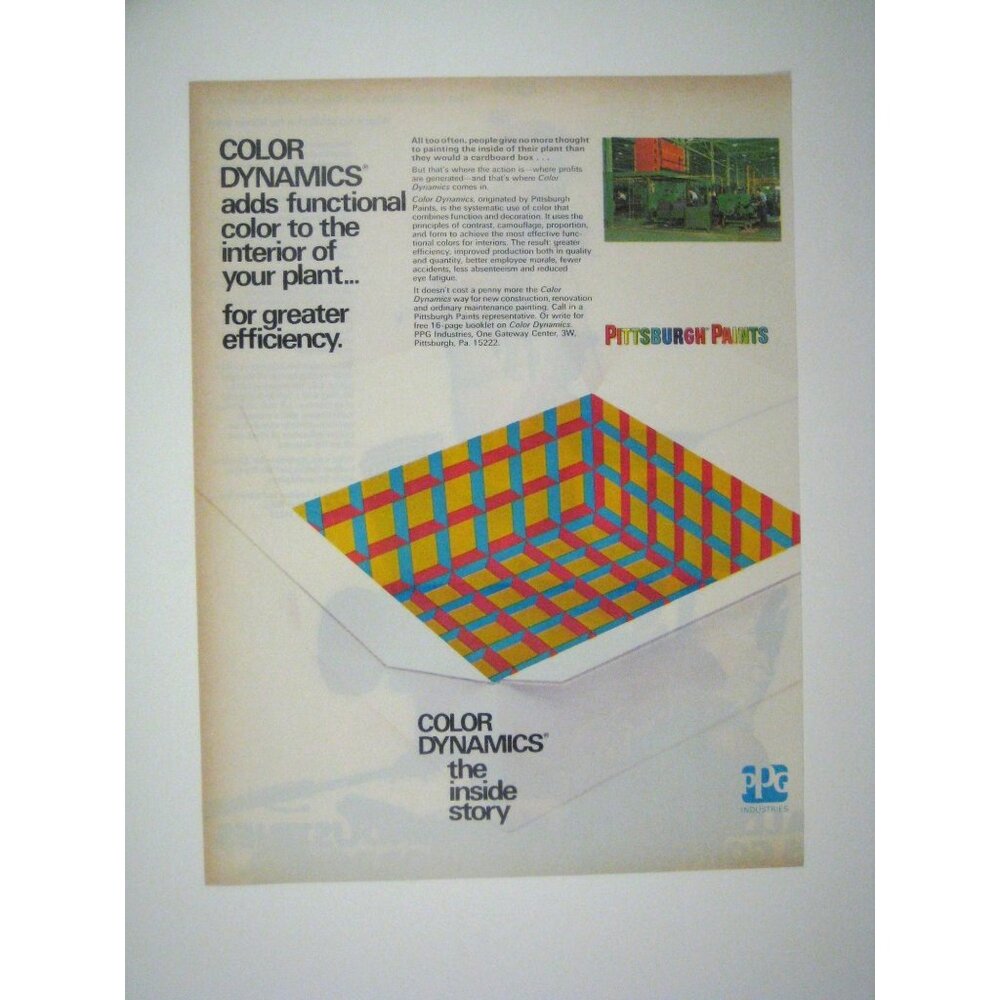 Vintage Pittsburgh Paints Color Dynamics Print Ad ADVERT 1971